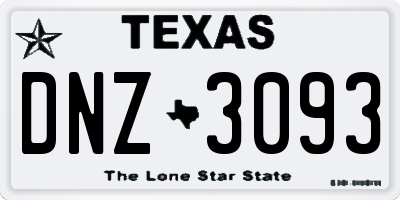 TX license plate DNZ3093