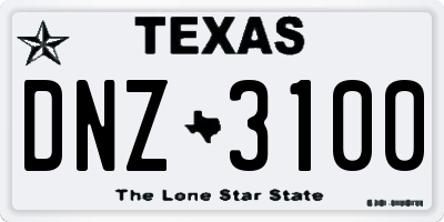 TX license plate DNZ3100