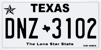 TX license plate DNZ3102