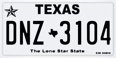 TX license plate DNZ3104
