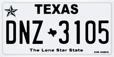 TX license plate DNZ3105