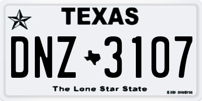 TX license plate DNZ3107