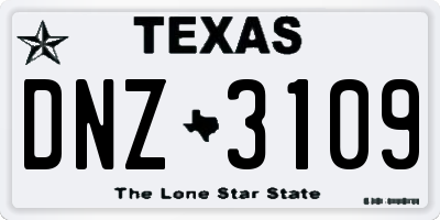 TX license plate DNZ3109