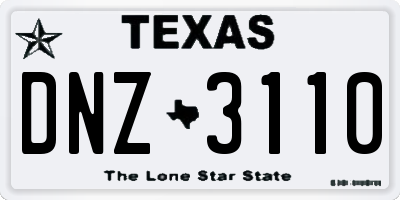 TX license plate DNZ3110