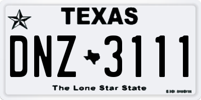 TX license plate DNZ3111