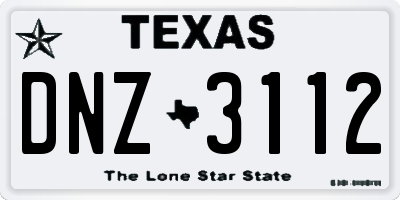 TX license plate DNZ3112