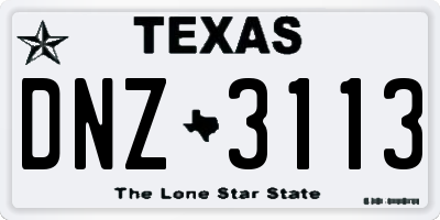 TX license plate DNZ3113