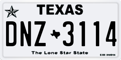 TX license plate DNZ3114