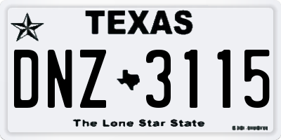 TX license plate DNZ3115