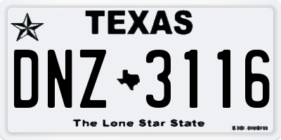 TX license plate DNZ3116