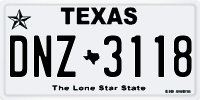 TX license plate DNZ3118