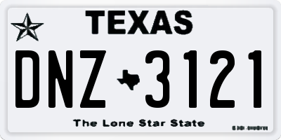 TX license plate DNZ3121