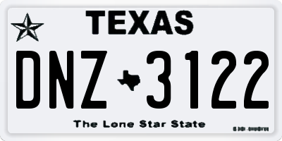 TX license plate DNZ3122