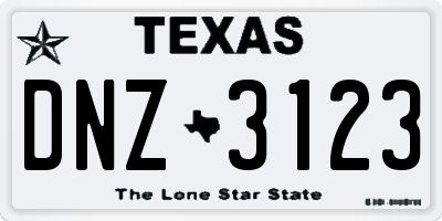 TX license plate DNZ3123