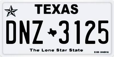 TX license plate DNZ3125