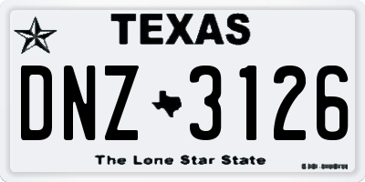 TX license plate DNZ3126