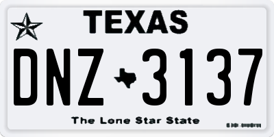 TX license plate DNZ3137
