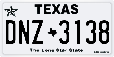 TX license plate DNZ3138