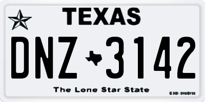 TX license plate DNZ3142