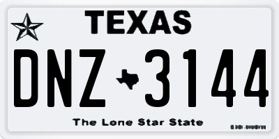 TX license plate DNZ3144