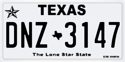 TX license plate DNZ3147