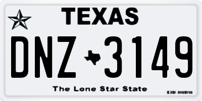 TX license plate DNZ3149