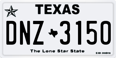 TX license plate DNZ3150