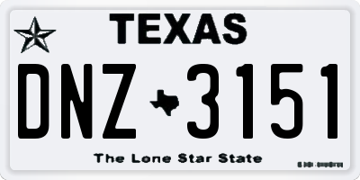 TX license plate DNZ3151