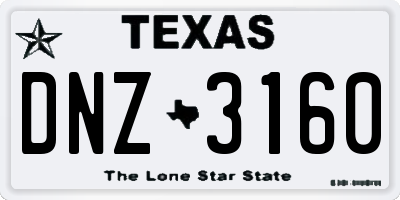 TX license plate DNZ3160