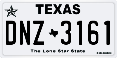TX license plate DNZ3161