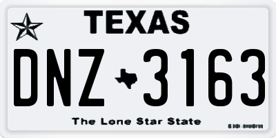 TX license plate DNZ3163