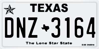 TX license plate DNZ3164