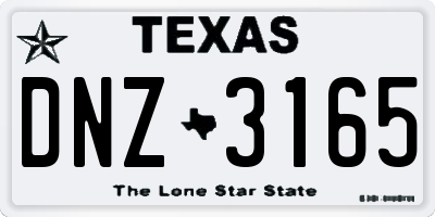 TX license plate DNZ3165