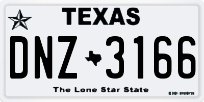 TX license plate DNZ3166