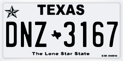 TX license plate DNZ3167