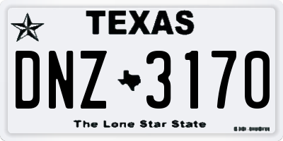 TX license plate DNZ3170