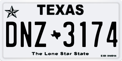 TX license plate DNZ3174