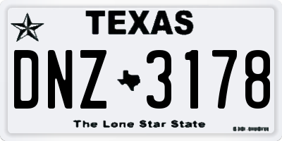 TX license plate DNZ3178