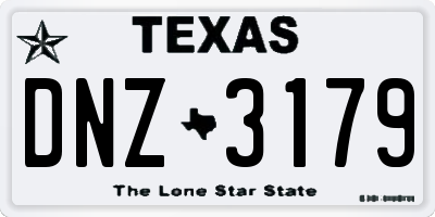TX license plate DNZ3179