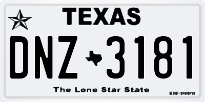 TX license plate DNZ3181