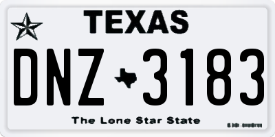 TX license plate DNZ3183