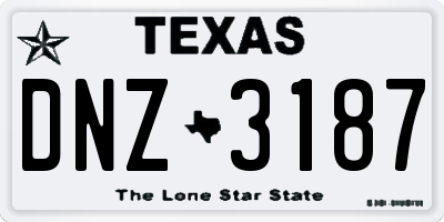 TX license plate DNZ3187
