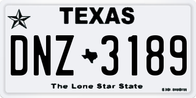 TX license plate DNZ3189