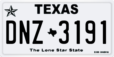 TX license plate DNZ3191