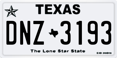 TX license plate DNZ3193