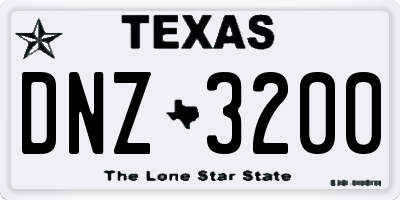 TX license plate DNZ3200