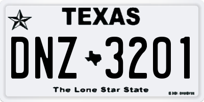 TX license plate DNZ3201