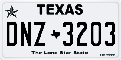 TX license plate DNZ3203