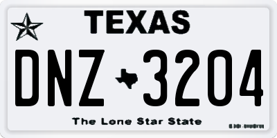 TX license plate DNZ3204