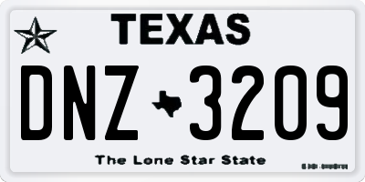 TX license plate DNZ3209